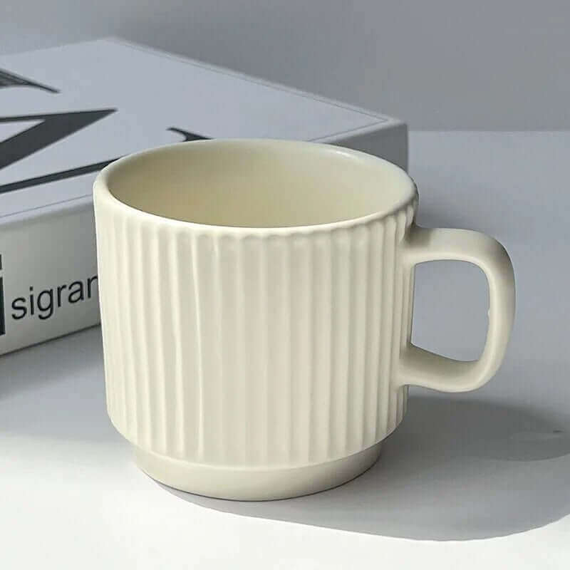 Nordisch inspiriert gerippte Keramiktasse für Kaffee- und Teeliebhaber