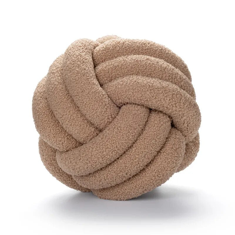 Dekorative Knotenteddyballweiche Kissen - 100% Wolle, Rund | Brehn