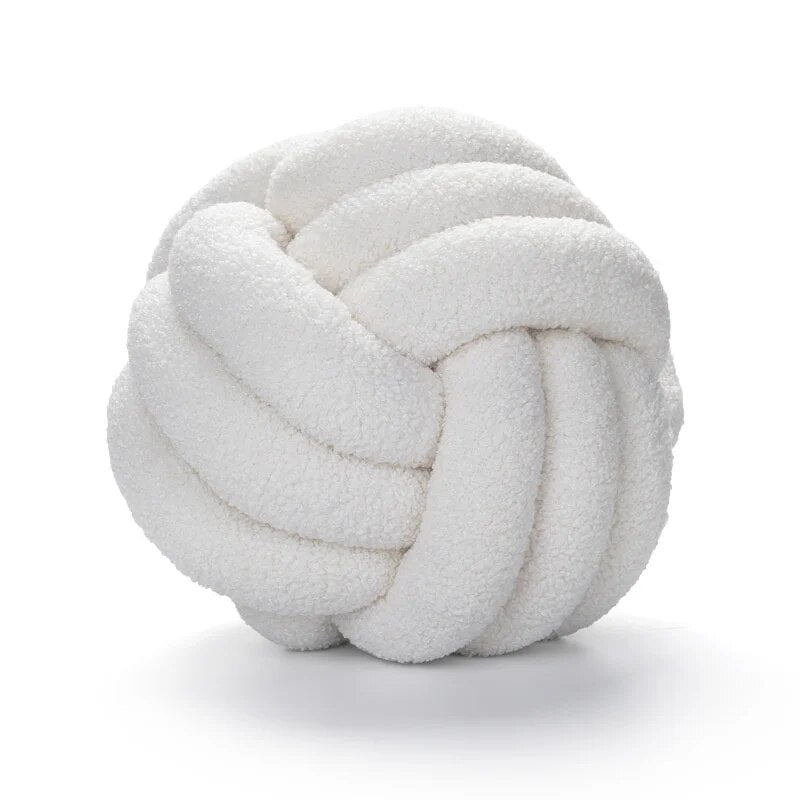 Dekorative Knotenteddyballweiche Kissen - 100% Wolle, Rund | Brehn
