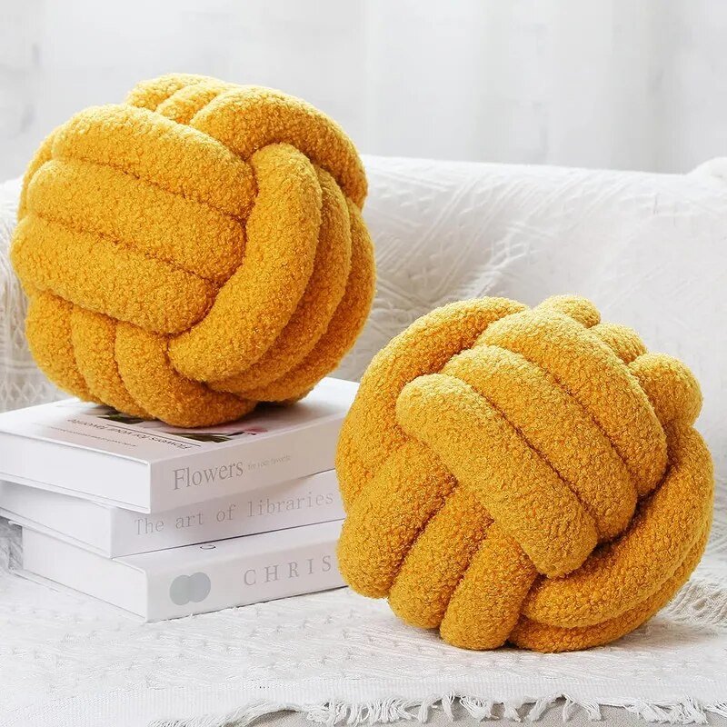 Dekorative Knotenteddyballweiche Kissen - 100% Wolle, Rund | Brehn