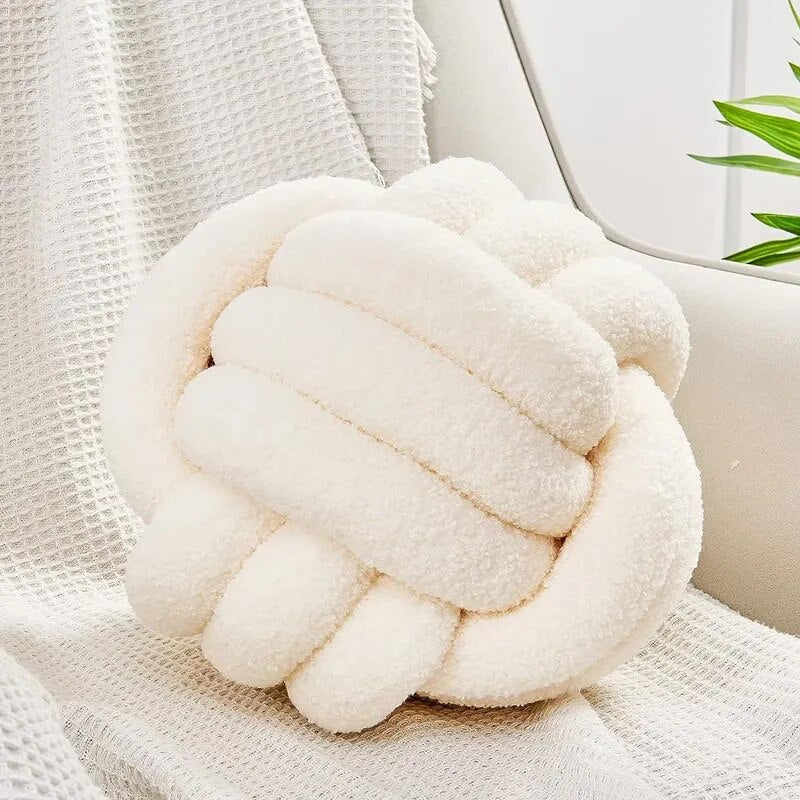 Dekorative Knotenteddyballweiche Kissen - 100% Wolle, Rund | Brehn