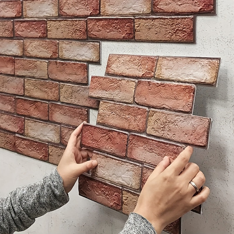 Selbstklebende 3D-Wandpaneele mit Stein- und Holztextur | Brehn