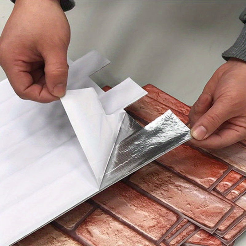 Selbstklebende 3D-Wandpaneele mit Stein- und Holztextur | Brehn