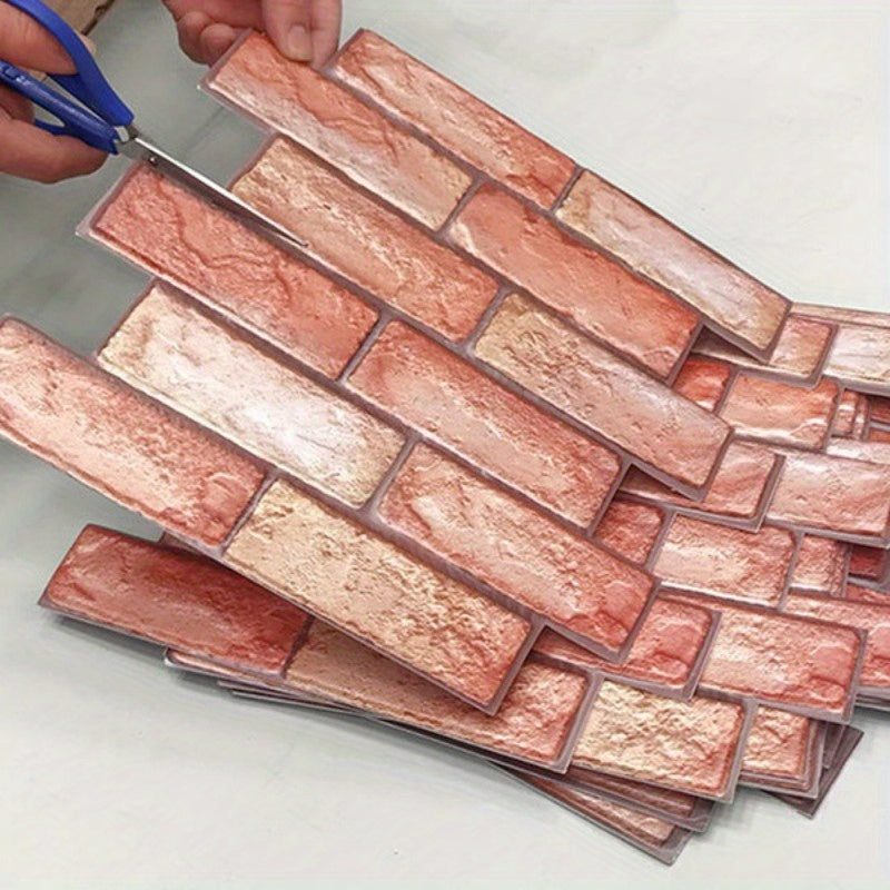 Selbstklebende 3D-Wandpaneele mit Stein- und Holztextur | Brehn