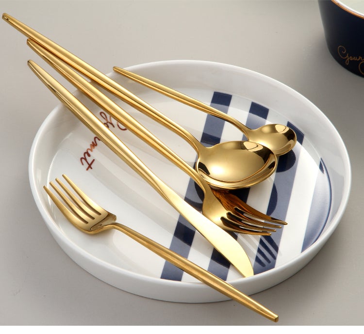 Brehn | RoyalGlimmer Gold Besteckset - Gold Besteckset für eine luxuriöse Tischdekoration