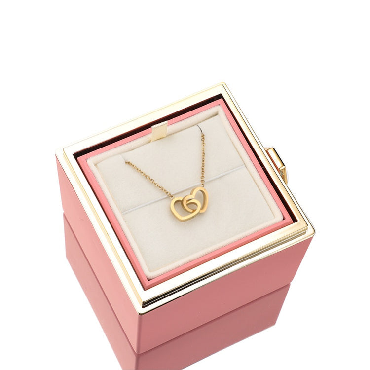 Brehn | [Ideales Geschenk] Ewige Rosenbox - Mit gravierter Halskette & künstlicher Rose