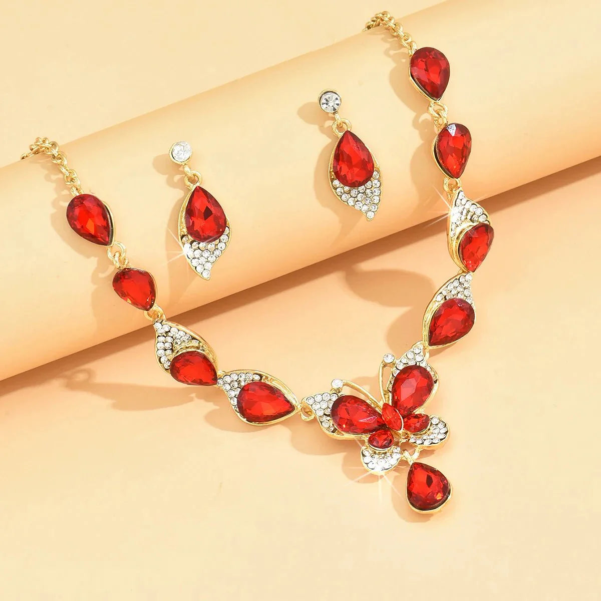 Brehn | Diamant Schmuck Set Schmetterlingshalskette und Ohrring Set