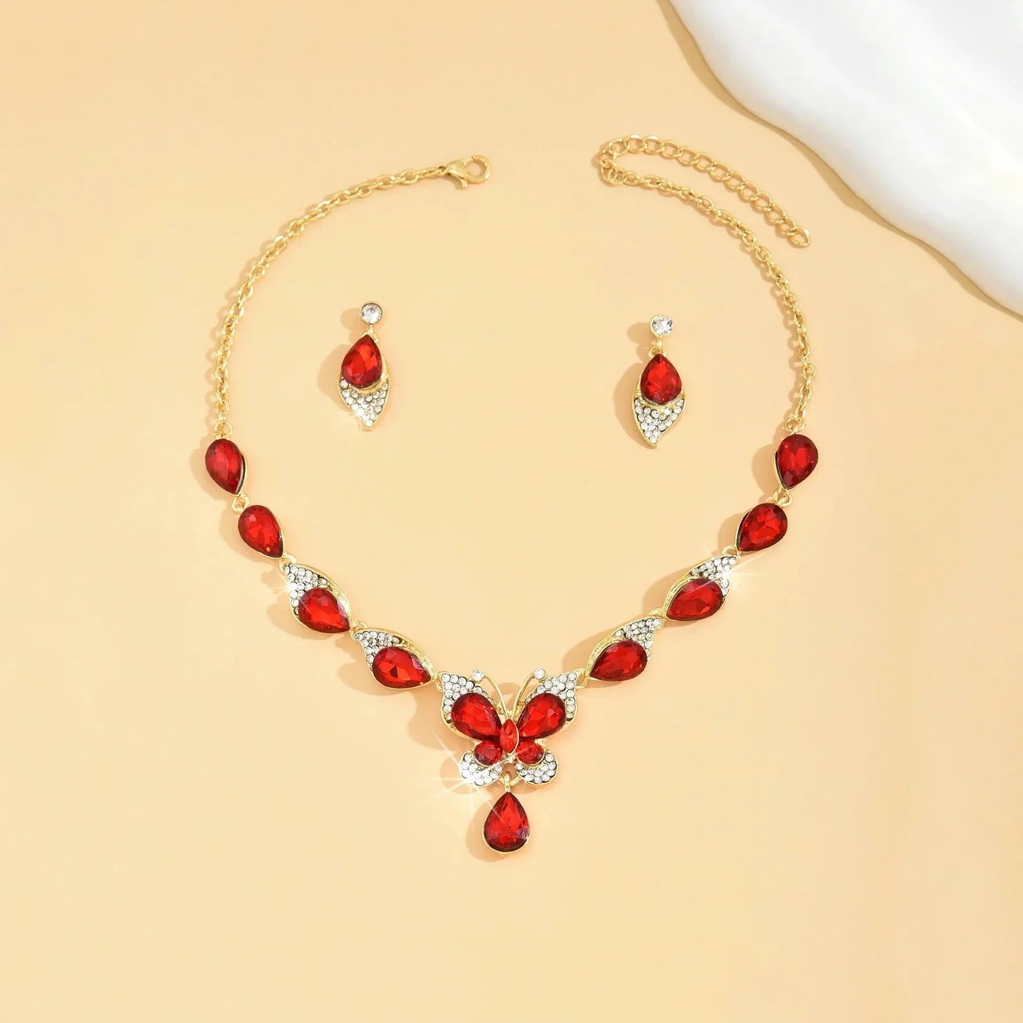 Brehn | Diamant Schmuck Set Schmetterlingshalskette und Ohrring Set