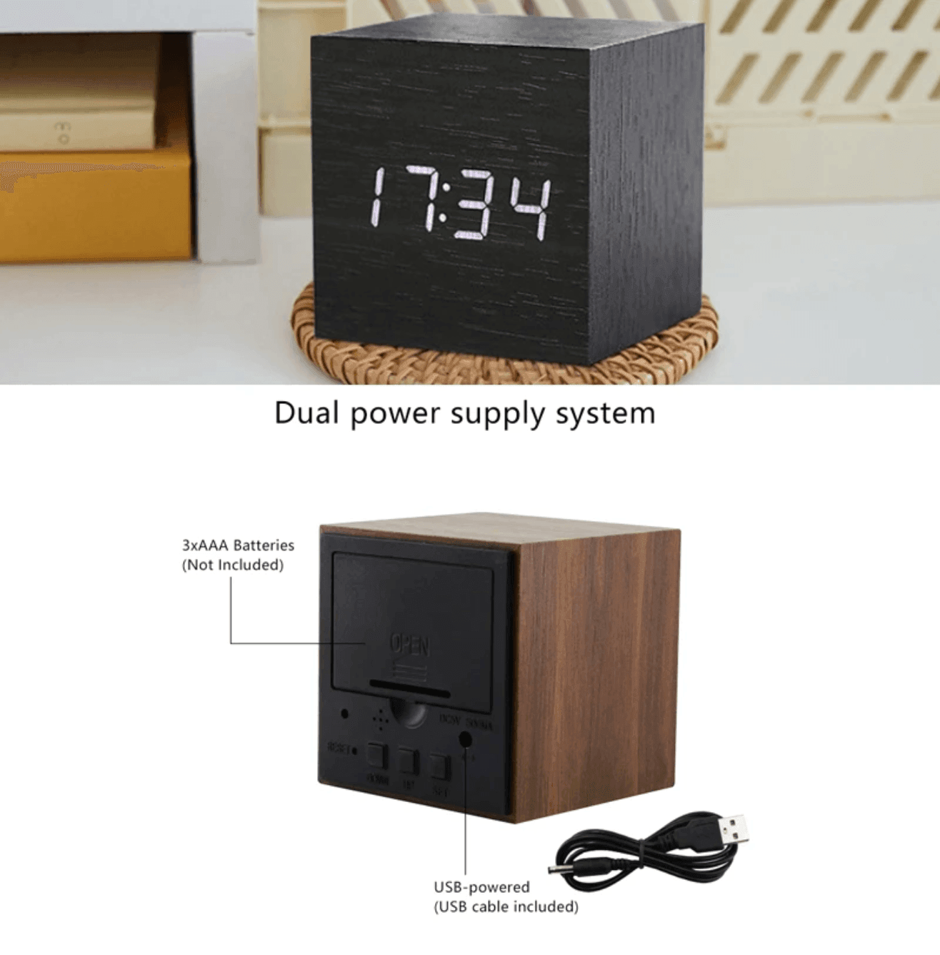 Digitale Holz-LED-Uhr
