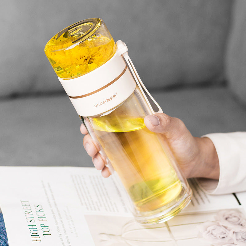 Brehn | Doppelwandige Glaswasserflasche mit Teefilter - PureBrew