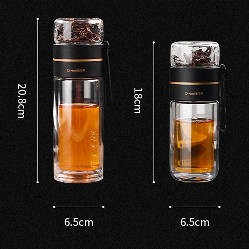 Doppelwandige Glaswasserflaschen Teefilterflasche Tee-Trennbecher | Brehn