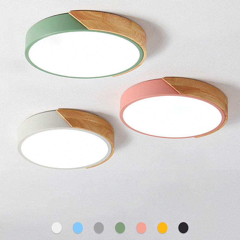 Minimalistische Runde LED Deckenleuchte mit Holzdekor – Modernes Design, Dimmbar | Brehn
