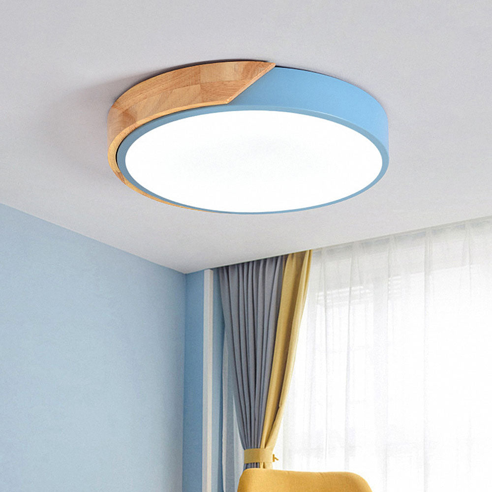Minimalistische Runde LED Deckenleuchte mit Holzdekor – Modernes Design, Dimmbar | Brehn