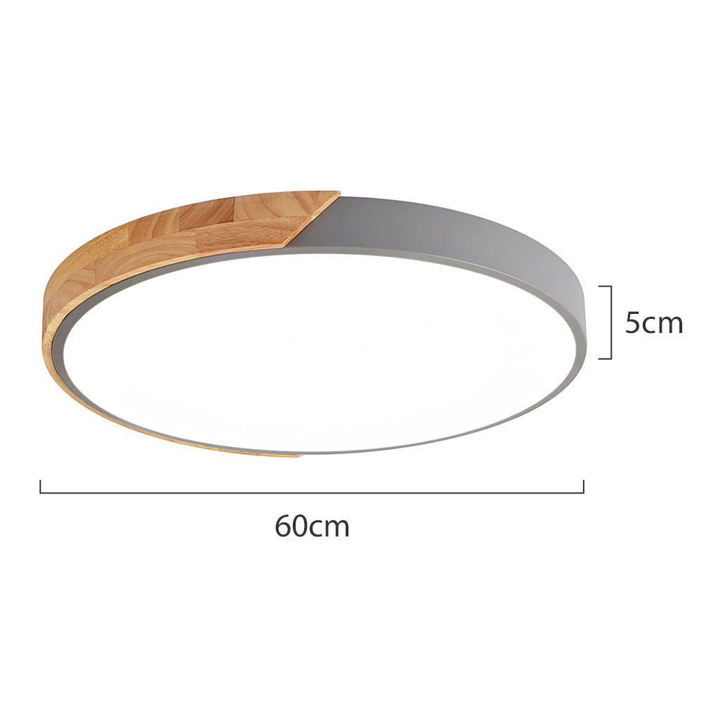 Minimalistische Runde LED Deckenleuchte mit Holzdekor – Modernes Design, Dimmbar | Brehn
