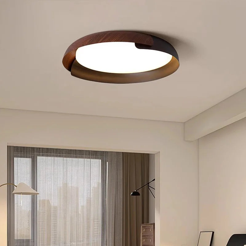 Moderne Deckenleuchte mit Holzmuster – Stilvolle LED Beleuchtung für Wohnzimmer | Brehn