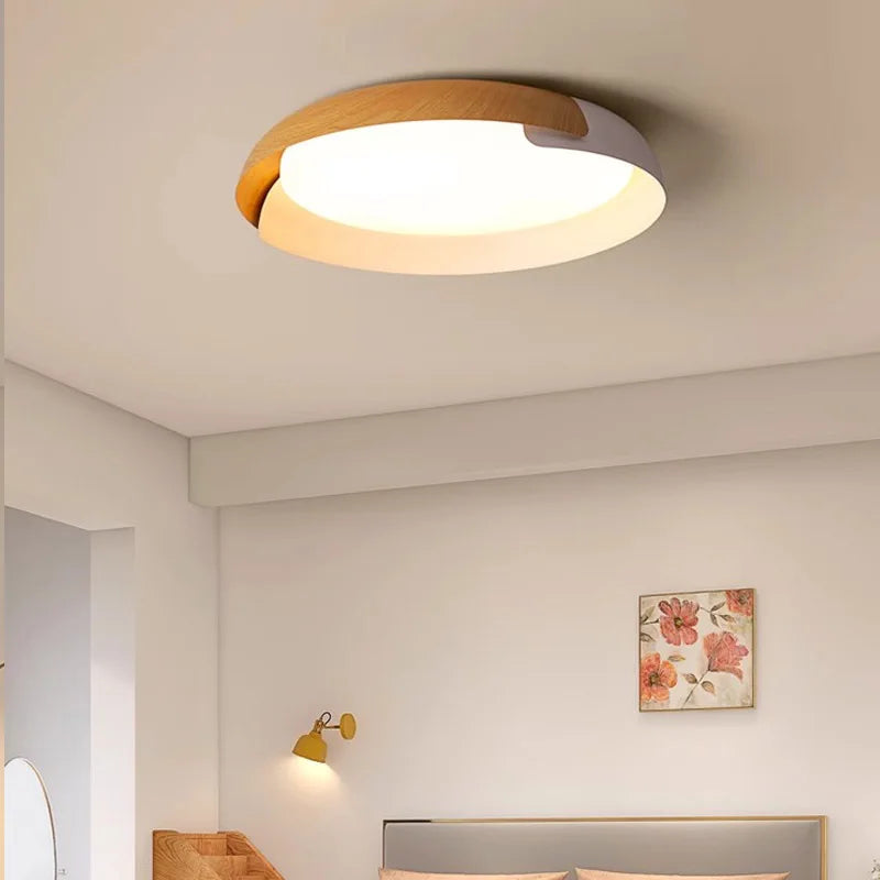 Moderne Deckenleuchte mit Holzmuster – Stilvolle LED Beleuchtung für Wohnzimmer | Brehn