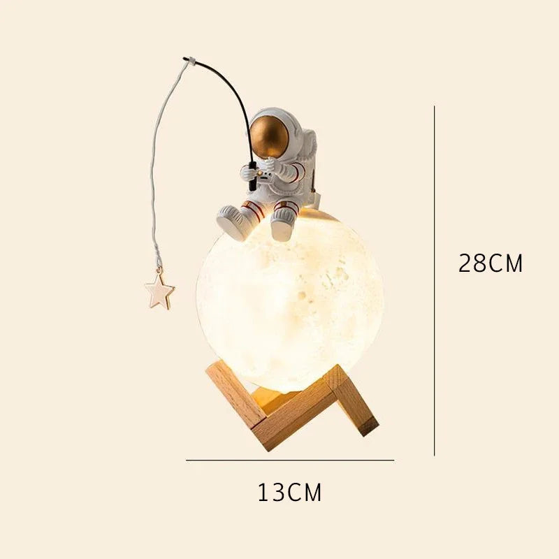 3D Astronaut Mond Lampe mit LED Nachtlicht, Dimmbare Touch-Steuerung und Dekoration für Kinderzimmer | Brehn