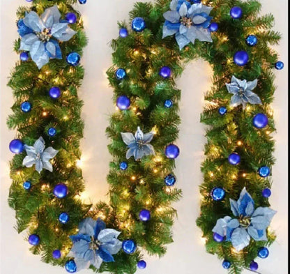 Brehn | Weihnachtsgirlande | Elegantes Rattanbanner mit LED-Beleuchtung
