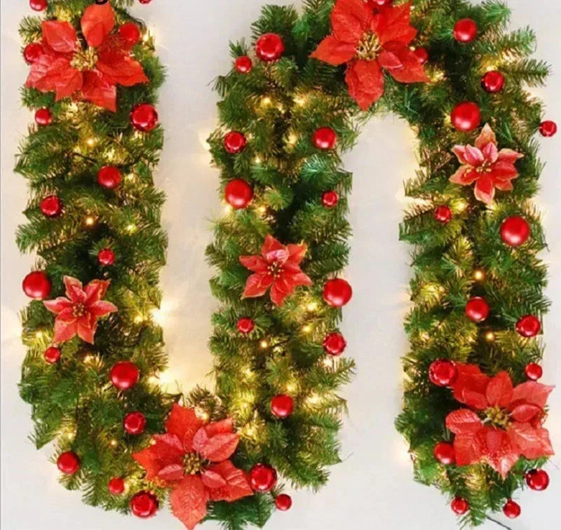Brehn | Weihnachtsgirlande | Elegantes Rattanbanner mit LED-Beleuchtung