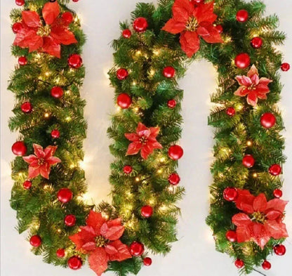 Brehn | Weihnachtsgirlande | Elegantes Rattanbanner mit LED-Beleuchtung