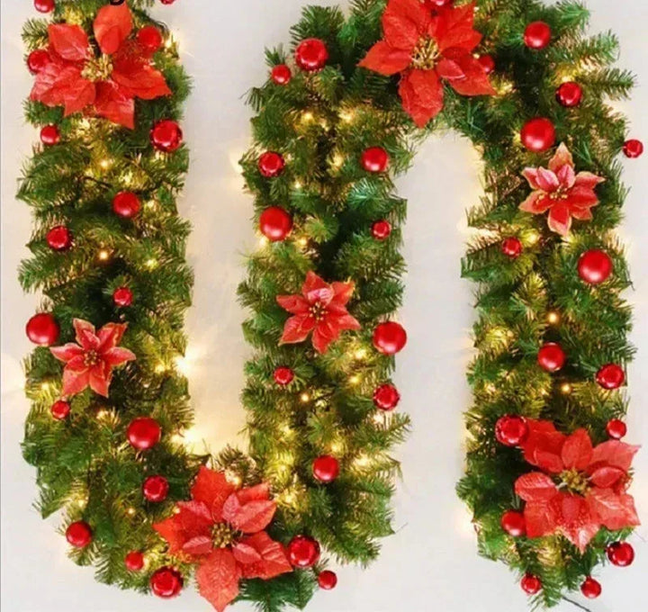 Brehn | Weihnachtsgirlande | Elegantes Rattanbanner mit LED-Beleuchtung