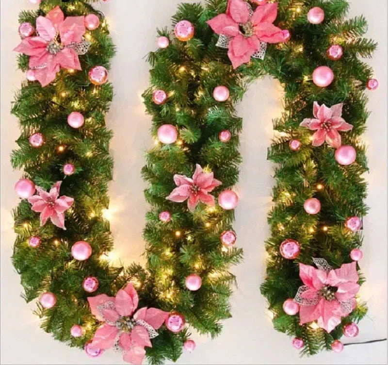 Brehn | Weihnachtsgirlande | Elegantes Rattanbanner mit LED-Beleuchtung