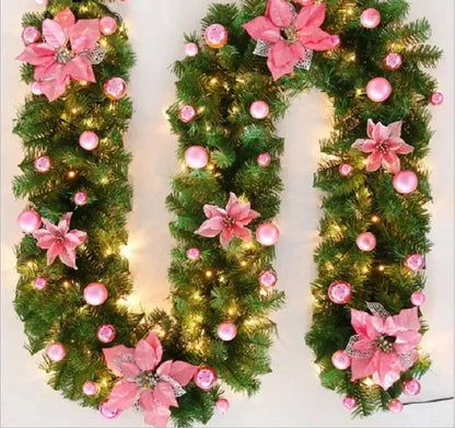 Brehn | Weihnachtsgirlande | Elegantes Rattanbanner mit LED-Beleuchtung