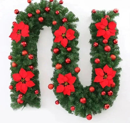 Brehn | Weihnachtsgirlande | Elegantes Rattanbanner mit LED-Beleuchtung