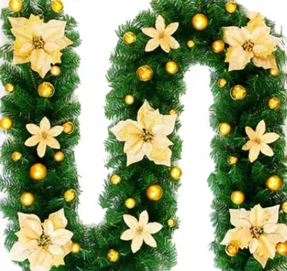 Brehn | Weihnachtsgirlande | Elegantes Rattanbanner mit LED-Beleuchtung