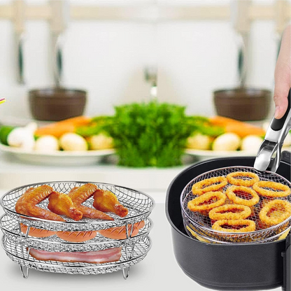 Stapelfähige Heißluftfritteusen-Racks | Platzsparendes Frittieren leicht gemacht | Schüsselheber