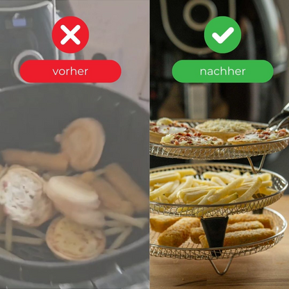 Stapelfähige Heißluftfritteusen-Racks | Platzsparendes Frittieren leicht gemacht | Schüsselheber