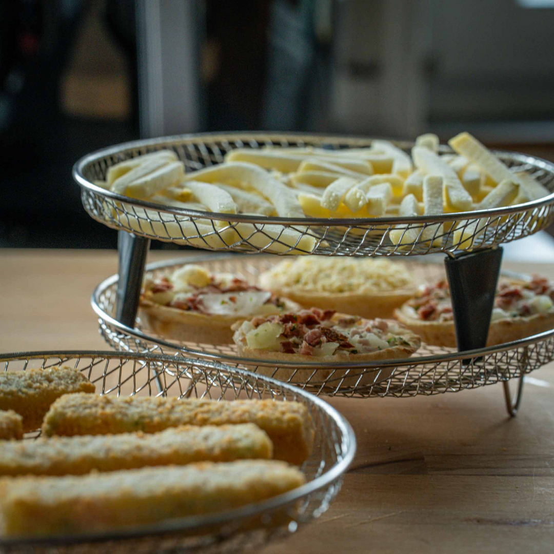 Stapelfähige Heißluftfritteusen-Racks | Platzsparendes Frittieren leicht gemacht | Schüsselheber