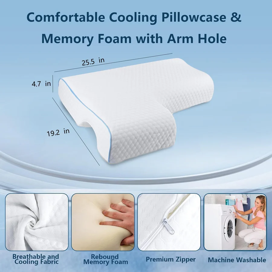 Orthopädisches Partnerkissen | Kuscheldesign mit Armtunnel | Memory-Schaum