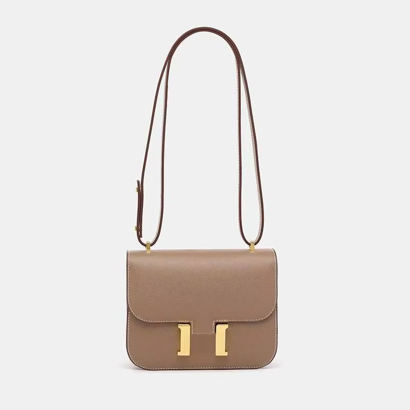 Kleine Schultertasche, quadratisches Muster mit Palmenblattmotiv