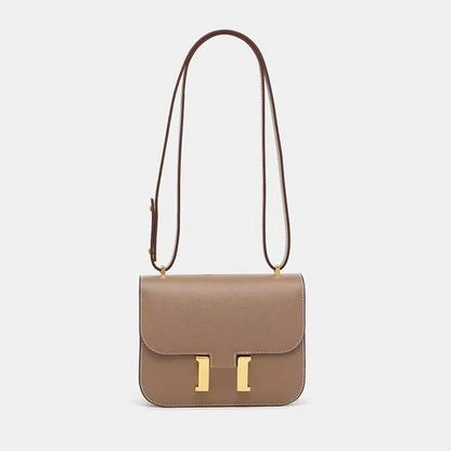 Kleine Schultertasche, quadratisches Muster mit Palmenblattmotiv