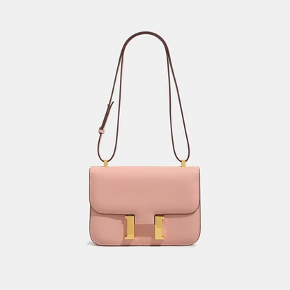 Kleine Schultertasche, quadratisches Muster mit Palmenblattmotiv