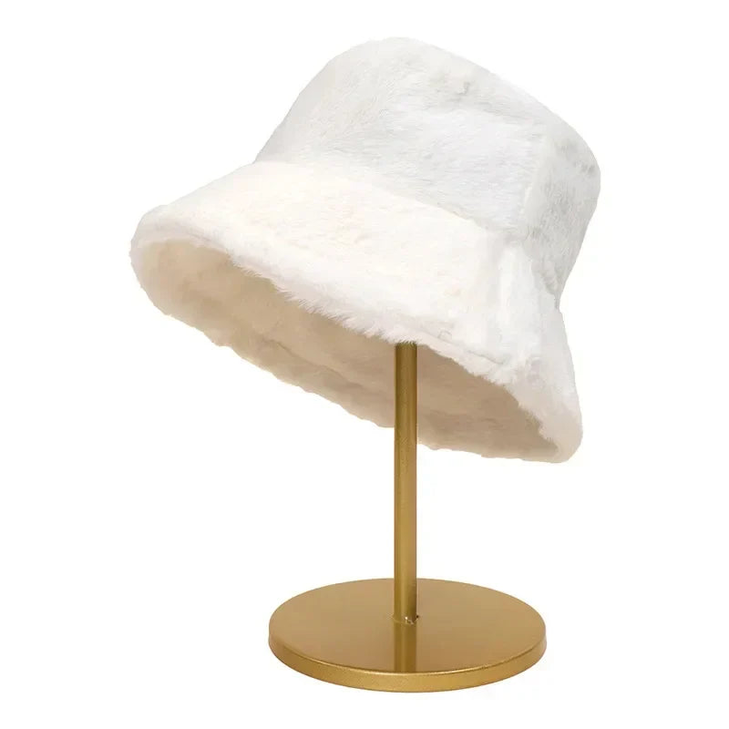 Warme Herbst Bucket Hat aus Kaninchenfell für Damen - Lorna