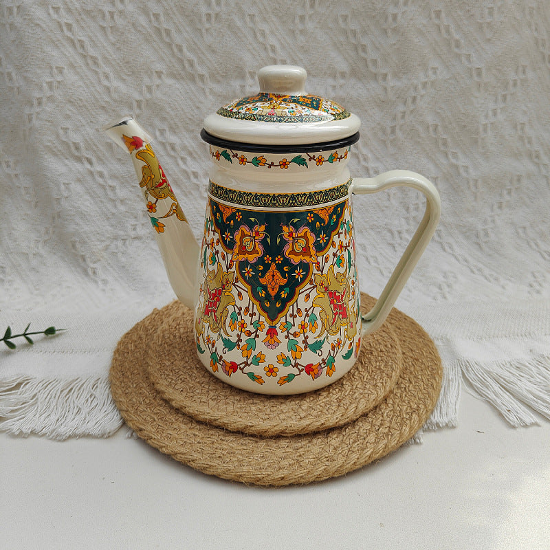 Emaillierte Handbrühkanne aus Stahlblech, 1,2 L