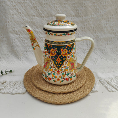 Emaillierte Handbrühkanne aus Stahlblech, 1,2 L