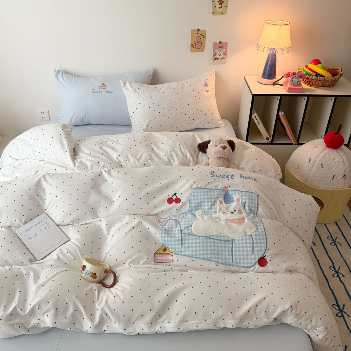 Sommerdecke aus Baumwolle mit Katzenmotiv