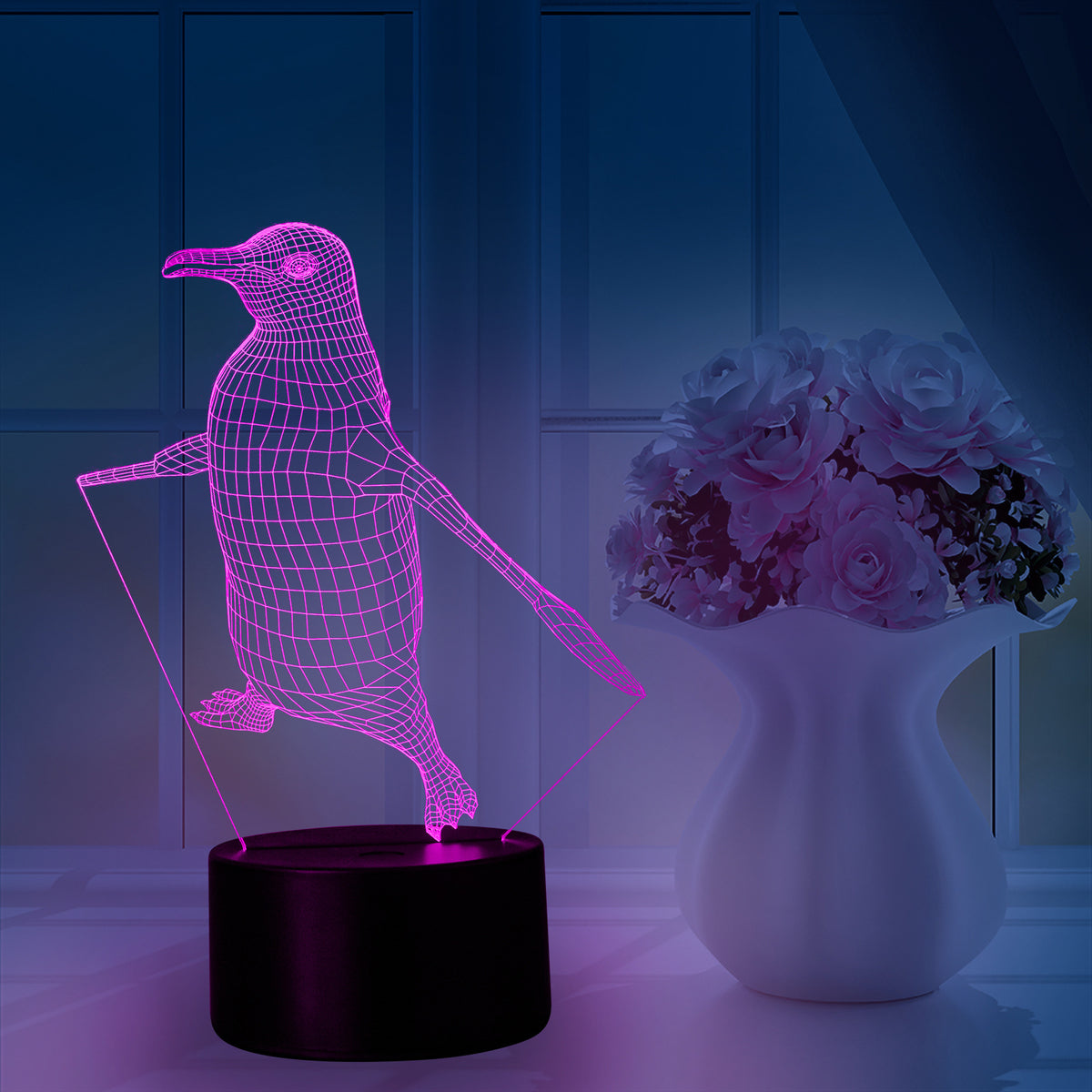 LED-Nachtlicht Pinguin mit Farbwechsel und Touchsteuerung