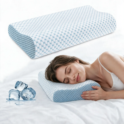 Nackenstützkissen aus Memory-Foam mit Eiskristall-Bezug