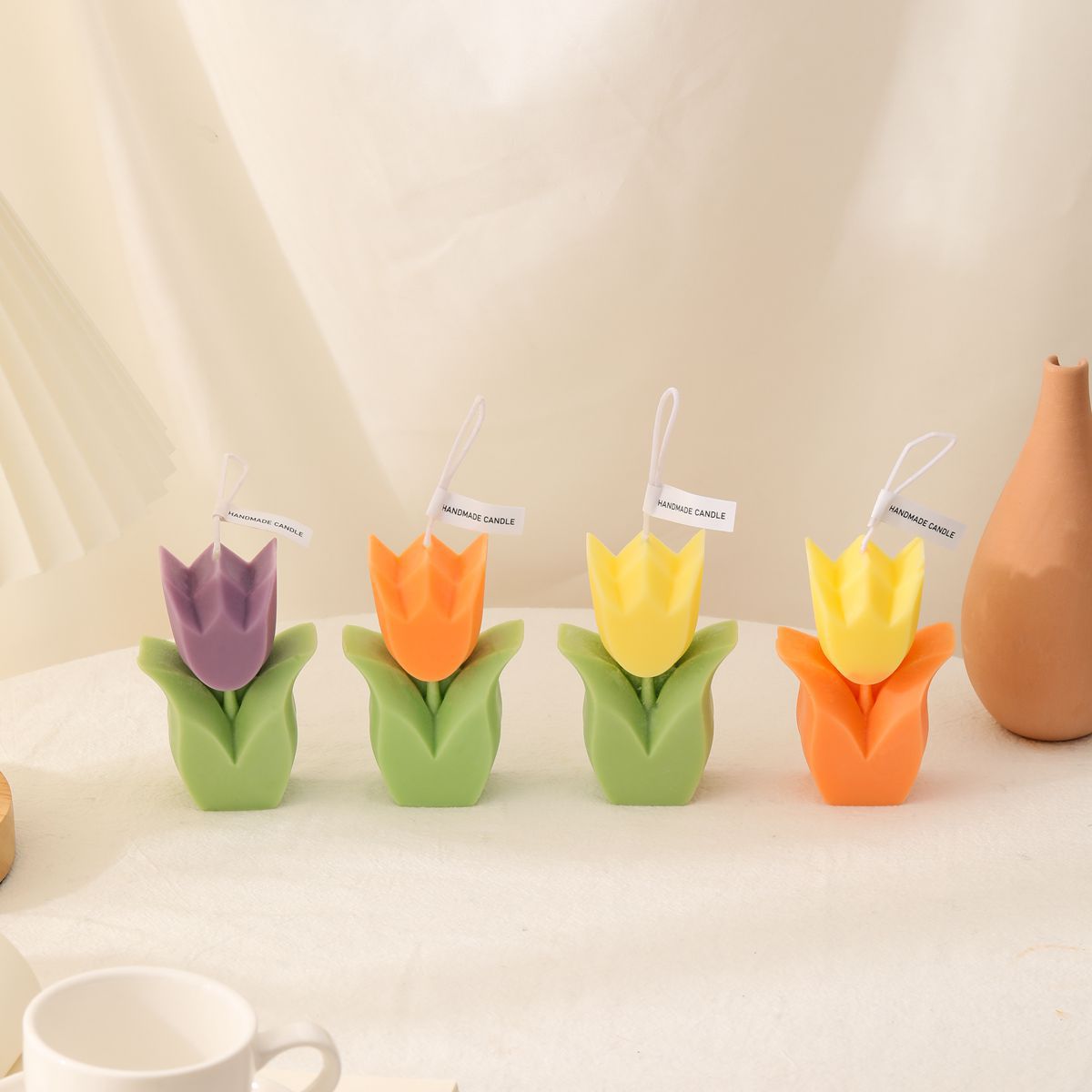 Handgeferti Duftkerze, Tulpenform, Sojawachs