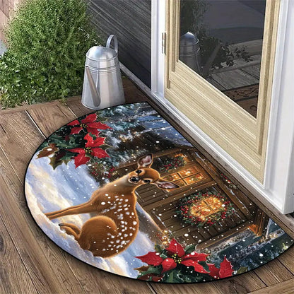 Halbrundes Fußmatte, Kristallvelours, Weihnachtsdesign