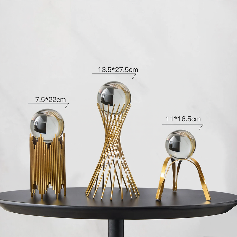 Kristallkugel-Dekofigur modernes Design Metall