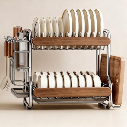 Edelstahl-Geschirrständer, 2–3 Ebenen, Vintage-Design
