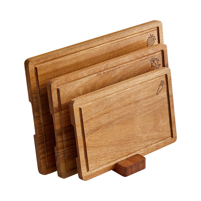 Holz-Schneidebrett, quadratisch, tragbar