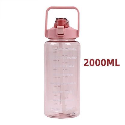 Sporttrinkflasche 2 L mit Skala und Strohhalm