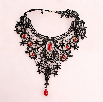 Choker-Halskette aus Stoff, schwarz, rot oder weiß