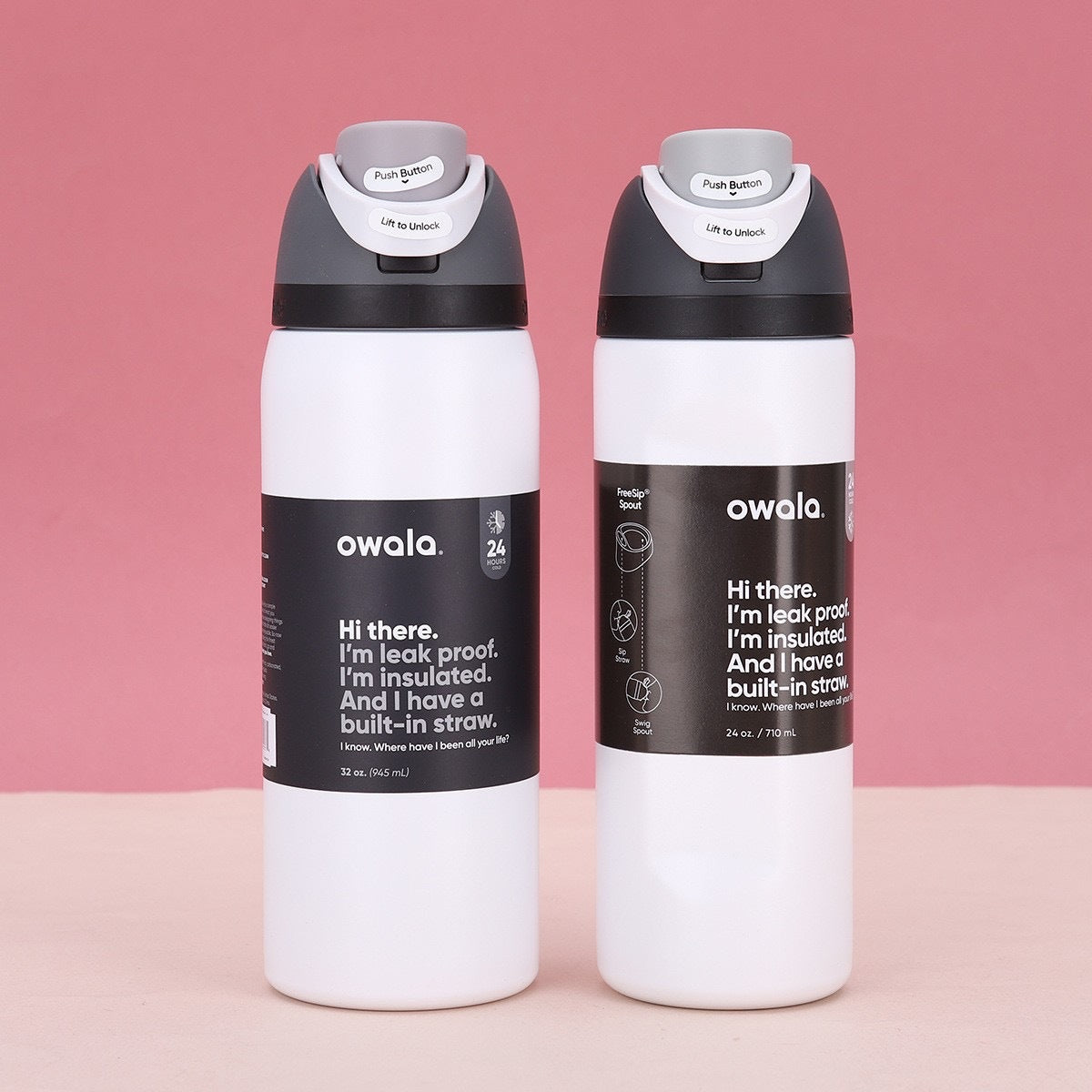 Edelstahl-Trinkflasche, 32 oz, mit Doppeldeckel